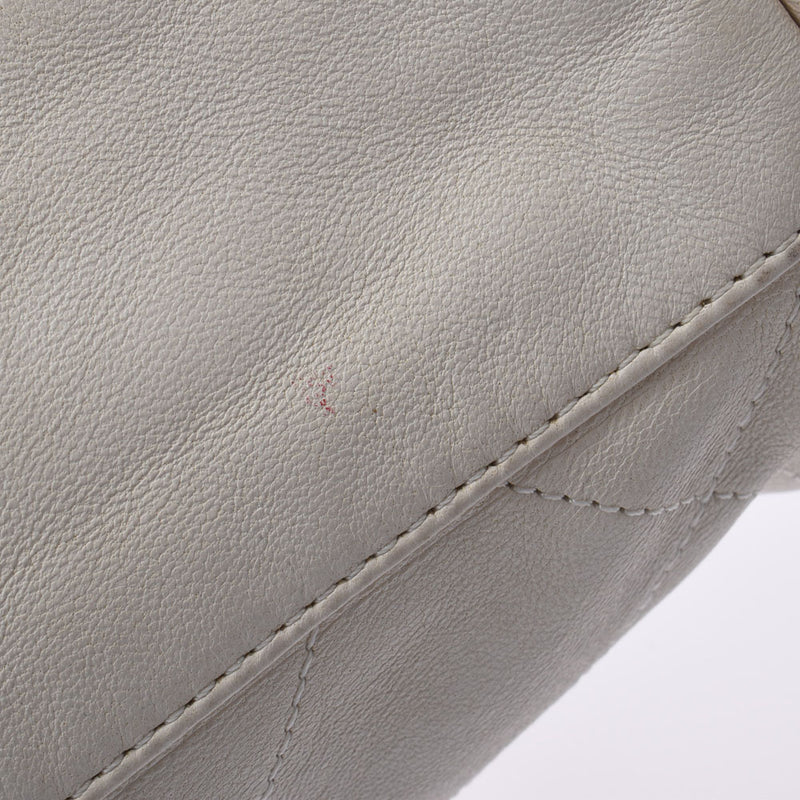 CHANEL Chanel Matrasse Chain Shoulder White Silver Bracket Ladies Ram Skin Shoulder Bag B Rank used Ginzo