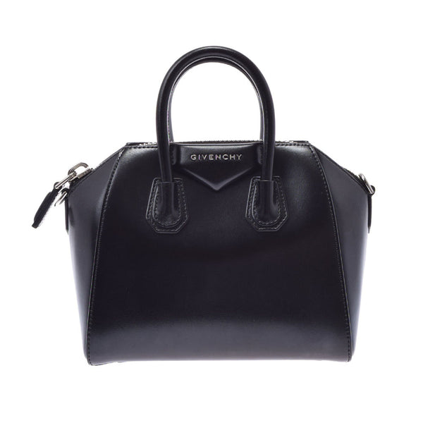 Givenchy Givenchy Antium Midium黑色银支女士皮革手提包用ginzo