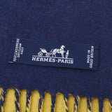 HERMES Hermes Bicolor Yellow/Navy Unisex Cashmere 100 % Muffler A Rank used Ginzo