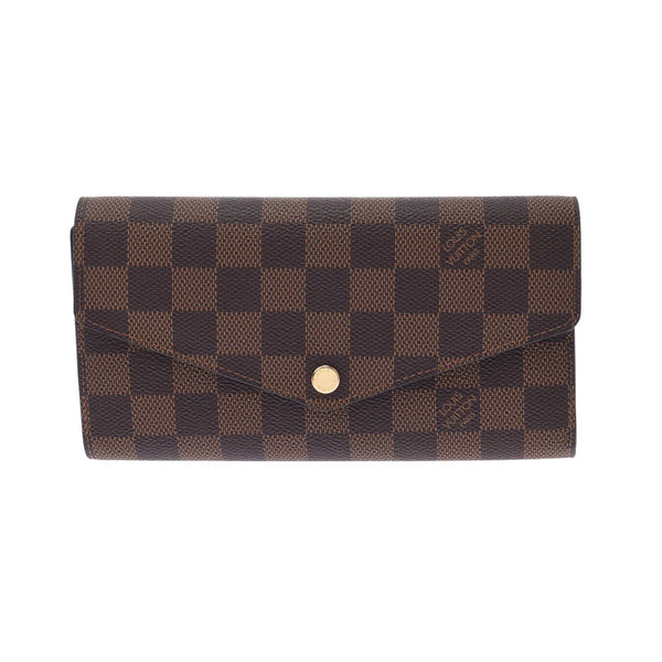 LOUIS VUITTON Louis Vuitton Damier Portfeuy Sara Brown N63209 Unisex Damier Canbus Long Wallet Unused Ginzo