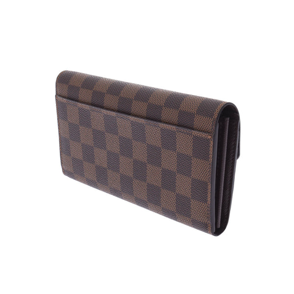 LOUIS VUITTON Louis Vuitton Damier Portfeuy Sara Brown N63209 Unisex Damier Canbus Long Wallet Unused Ginzo