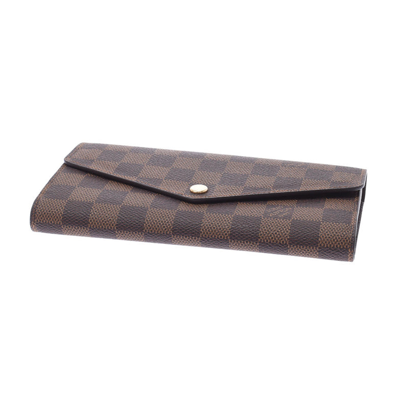 LOUIS VUITTON Louis Vuitton Damier Portfeuy Sara Brown N63209 Unisex Damier Canbus Long Wallet Unused Ginzo