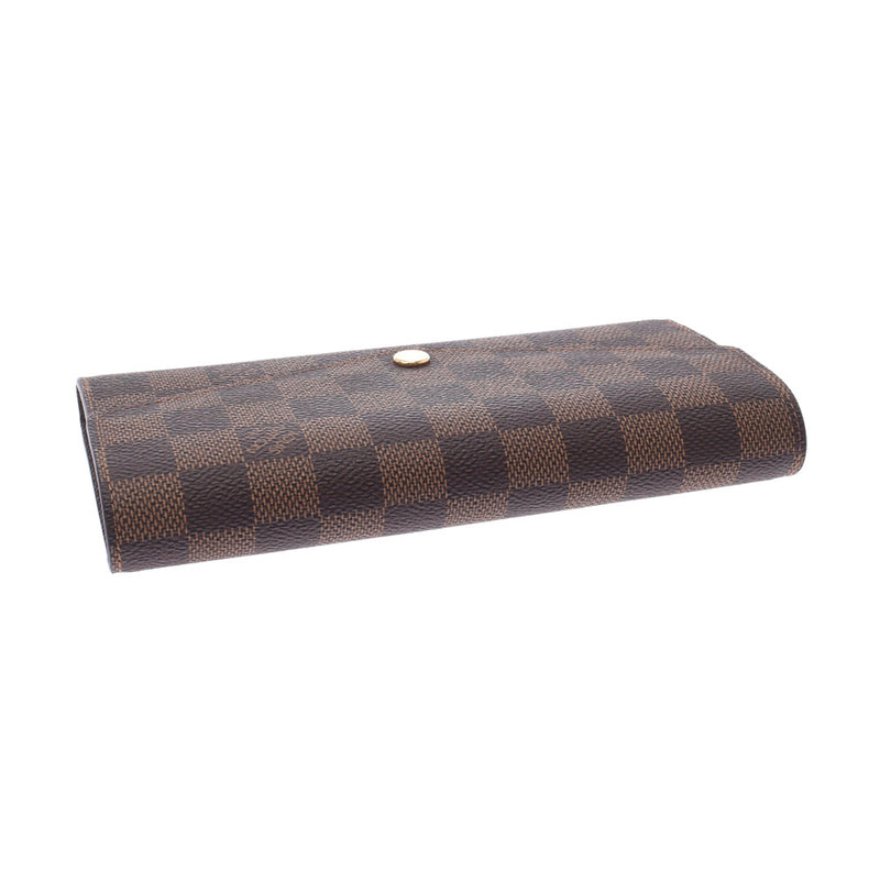 LOUIS VUITTON Louis Vuitton Damier Portfeuy Sara Brown N63209 Unisex Damier Canbus Long Wallet Unused Ginzo