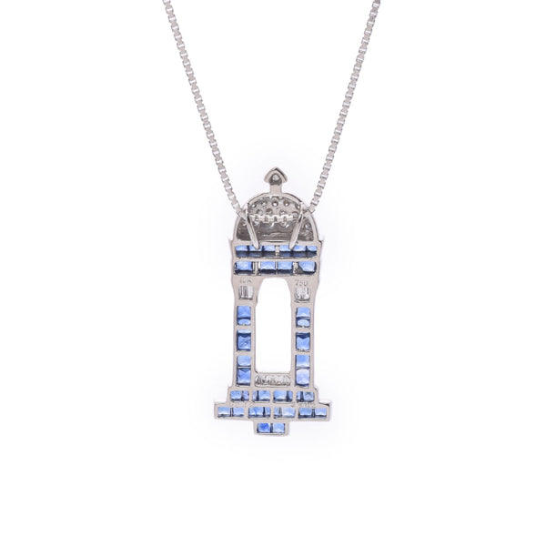 Other building motif sapphire 2.82ct diamond 0.42ct Ladies K18WG Necklace A rank used Ginzo