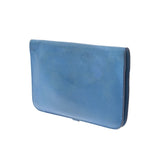 HERMES Hermes Dogon GM Blue Jean Silver Bracket □ I engraved (around 2005) Unisex Volo -Deo Long Wallet C Rank Used Ginzo