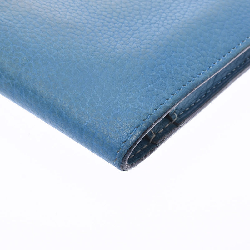 HERMES Hermes Dogon GM Blue Jean Silver Bracket □ I engraved (around 2005) Unisex Volo -Deo Long Wallet C Rank Used Ginzo