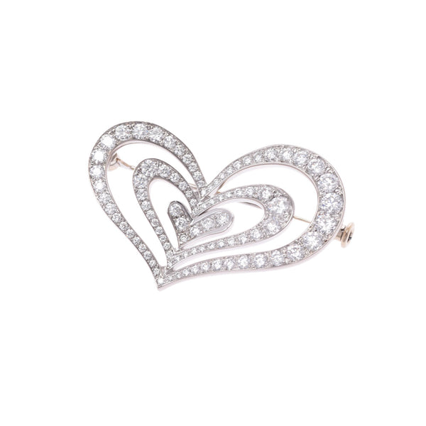 [Summer Selection] Ginzo used [Other] triple heart motif brooch/K18WG/diamond ladies