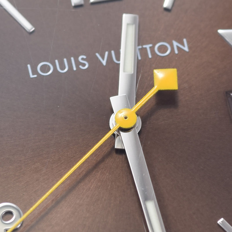 LOUIS VUITTON ルイヴィトン タンブール Q1111 メンズ SS/ラバー 腕時計 クオーツ ブラウン文字盤 Aランク 中古 銀蔵