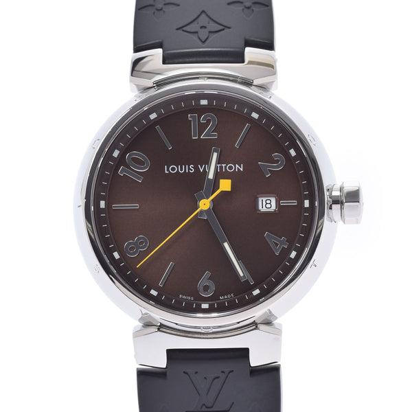 LOUIS VUITTON Louis Vuitton Tambour Q1111 Men's SS/Rubber Watch Quartz Brown Dial A Rank used Ginzo