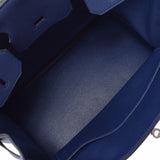 爱马仕爱马仕Birkin 30蓝色Saffir银色酷Z-饰面（大约2021年）女士dogo手提包新金佐