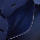 爱马仕爱马仕Birkin 30蓝色Saffir银色酷Z-饰面（大约2021年）女士dogo手提包新金佐