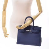 爱马仕爱马仕Birkin 30蓝色Saffir银色酷Z-饰面（大约2021年）女士dogo手提包新金佐