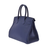 爱马仕爱马仕Birkin 30蓝色Saffir银色酷Z-饰面（大约2021年）女士dogo手提包新金佐