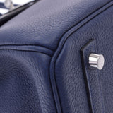 爱马仕爱马仕Birkin 30蓝色Saffir银色酷Z-饰面（大约2021年）女士dogo手提包新金佐