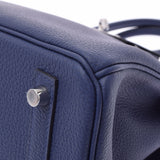 爱马仕爱马仕Birkin 30蓝色Saffir银色酷Z-饰面（大约2021年）女士dogo手提包新金佐