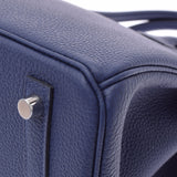 爱马仕爱马仕Birkin 30蓝色Saffir银色酷Z-饰面（大约2021年）女士dogo手提包新金佐