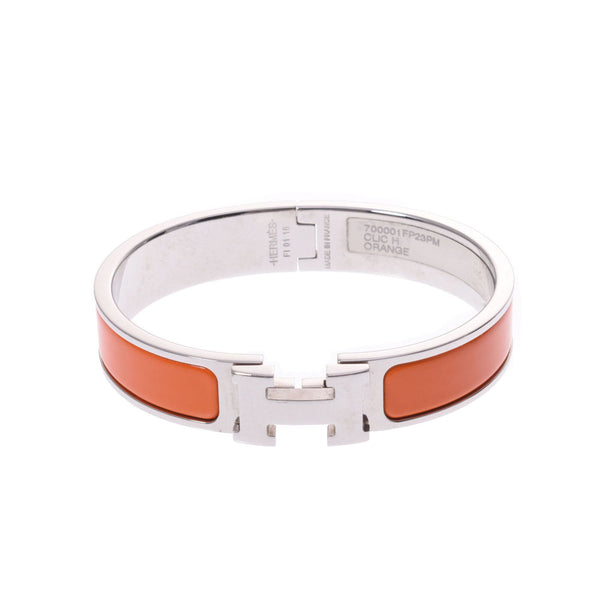 HERMES Hermes click crack PM Bangle orange silver metal fittings Unisex SV metal bracelet AB rank used Ginzo