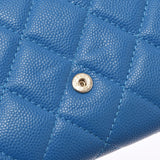 CHANEL Chanel Matrasse Classic Long Flap Wallet Blue Gold Bracket Ladies Caviar Skin Long Wallet AB Rank Used Ginzo