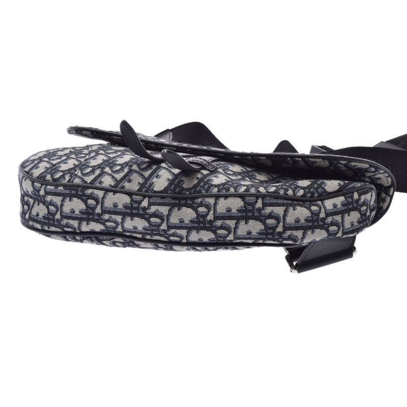 Christian Dior Christian Dior Saddle Bag Navy/Beige/Black Unisex Jacquard Body Bag A Rank used Ginzo