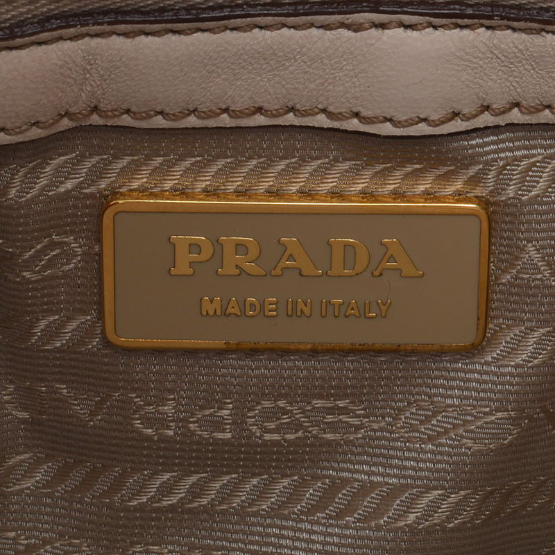 Prada Prada 2way肩带象牙金支架BN1336女士皮革手提包A级使用Ginzo