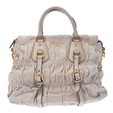 PRADA Prada 2WAY Shoulder Bag Ivory Gold Bracket BN1336 Ladies Leather Handbag A Rank used Ginzo