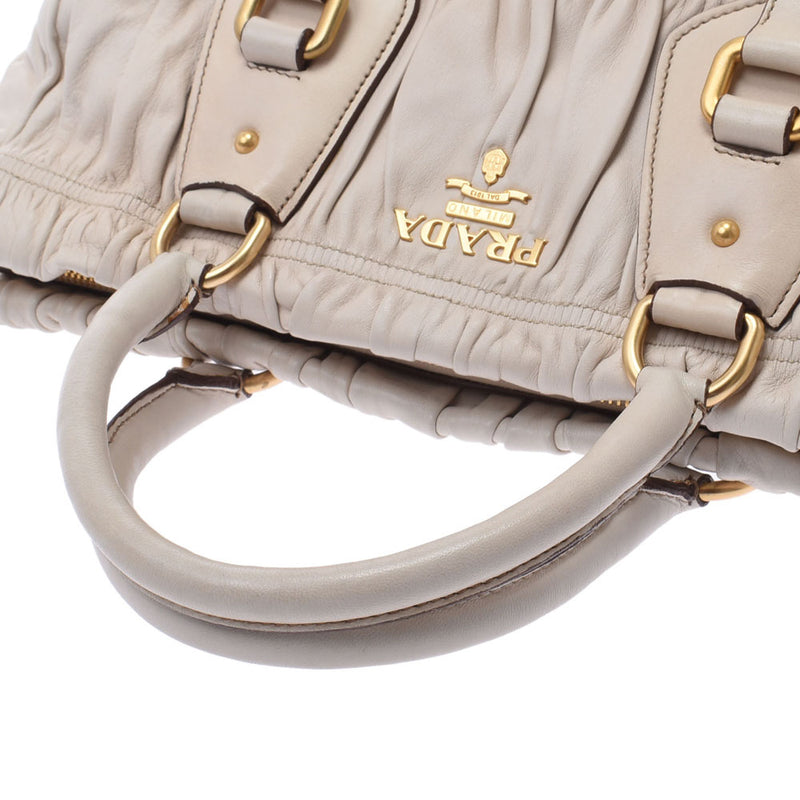 PRADA Prada 2WAY Shoulder Bag Ivory Gold Bracket BN1336 Ladies Leather Handbag A Rank used Ginzo