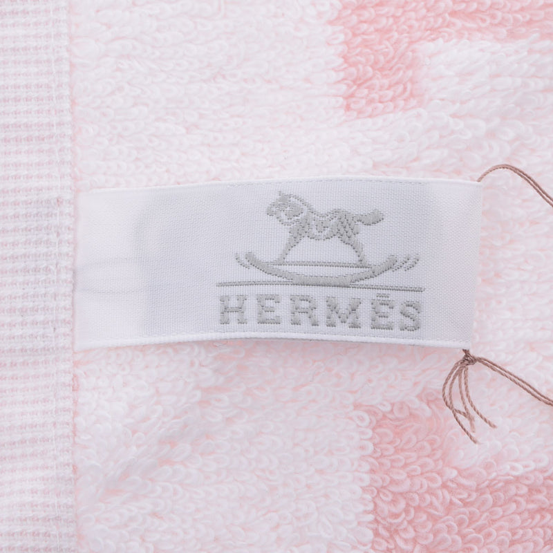 HERMES Hermes Hand Towel White/Pink Unisex Cotton 100 % Towel Unused Ginzo