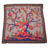 GUCCI Gucci GG Pattern and Bird 90 × 90cm Tea/Red/Blue Ladies Silk 100 % Scarf A Rank used Ginzo