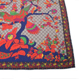 GUCCI Gucci GG Pattern and Bird 90 × 90cm Tea/Red/Blue Ladies Silk 100 % Scarf A Rank used Ginzo