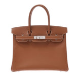 爱马仕爱马仕伯金（Hermes Hermes Birkin）30金银支架□k雕刻（2007年左右）女士vo Epson手提包A级使用Ginzo