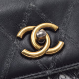 CHANEL シャネル マトラッセ チェーンショルダー 黒 GP金具 レディース ラムスキン ツイード ショルダーバッグ ABランク 中古 銀蔵