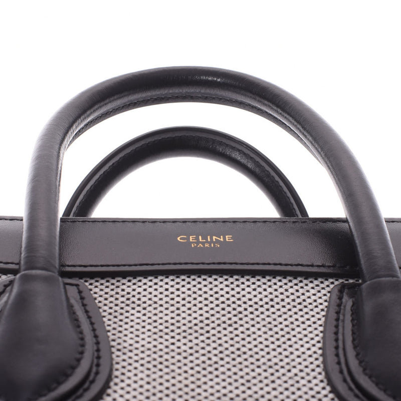 CELINE Celine Ragage Nano Shopper 2WAY Bag Black/Gray Ladies Calf Canvas Handbag A Rank Used Ginzo