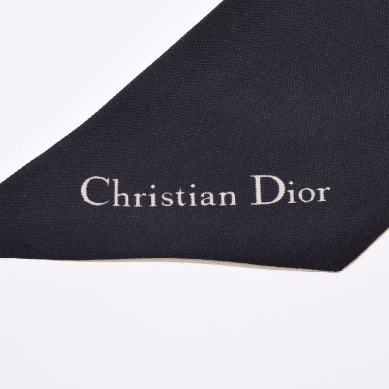 克里斯蒂安·迪奥（Christian dior Christian Dior Mizza）黑色/白人女士丝绸100％围巾AB级使用Ginzo