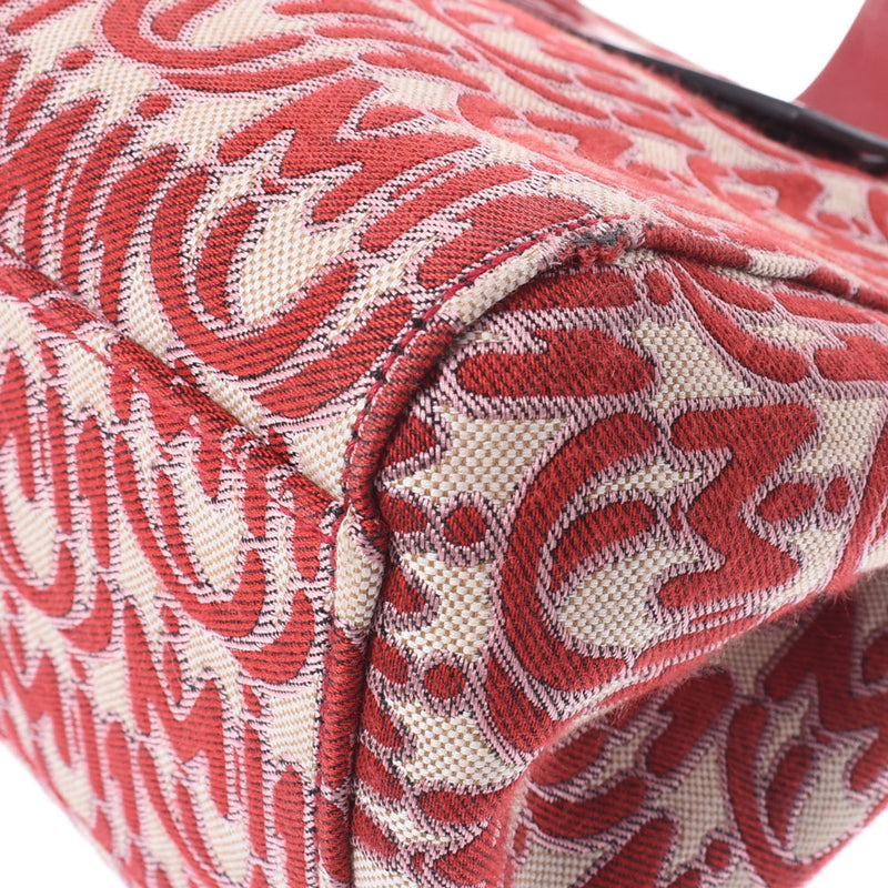 MIUMIU Miu Miu Logo Motif 2WAY Red/Beige 5BA085 Ladies Canvas Handbag AB Rank Used Ginzo