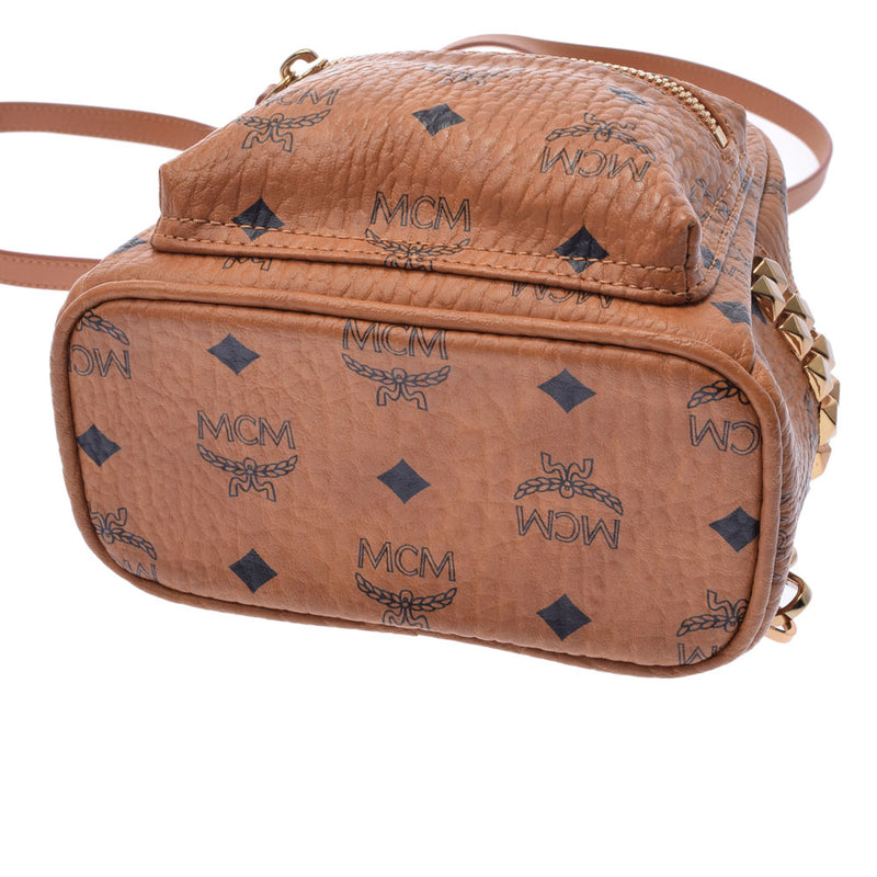 MCM MCM Backpack Mini Studs Brown Ladies PVC Rucksack Daypack A Rank used Ginzo