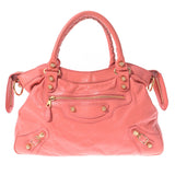 BALENCIAGA Balenciaga Giant Town 2WAY Pink Gold Bracket 285434 Ladies Ram Skin Handbag B Rank Used Ginzo