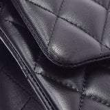 CHANEL Chanel Matrasse Chain Shoulder W Flap 25.5cm Black Gold Bracket Ladies Ram Skin Shoulder Bag A Rank used Ginzo