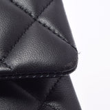 CHANEL Chanel Matrasse Chain Shoulder W Flap 25.5cm Black Gold Bracket Ladies Ram Skin Shoulder Bag A Rank used Ginzo