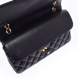 CHANEL Chanel Matrasse Chain Shoulder W Flap 25.5cm Black Gold Bracket Ladies Ram Skin Shoulder Bag A Rank used Ginzo