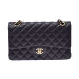 CHANEL Chanel Matrasse Chain Shoulder W Flap 25.5cm Black Gold Bracket Ladies Ram Skin Shoulder Bag A Rank used Ginzo
