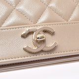 CHANEL シャネル マトラッセ ベージュ ゴールド金具 レディース カーフ チェーンウォレット Aランク 中古 銀蔵