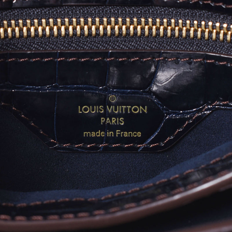 LOUIS VUITTON Louis Vuitton Monogram Missim Marriage Boling SP Order Navy Blue Ladies Crocodile Python Handbag A Rank Used Ginzo