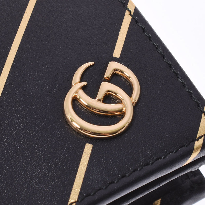 Gucci GG Compact Wallet Black Gold Unisex Trans fold Wallet