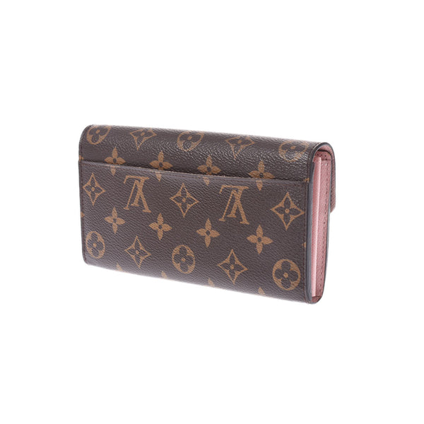 路易威顿路易斯·维顿（Louis Vuitton）Monogram Portofoyilla Rose Ballerine M62235女士会标字符帆布钱包B二手Ginzo