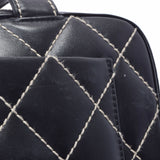 CHANEL Chanel Wild Stitch Black Gold Bracket Ladies Leather Handbag B Rank used Ginzo