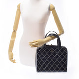CHANEL Chanel Wild Stitch Black Gold Bracket Ladies Leather Handbag B Rank used Ginzo