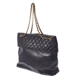 CHANEL Chanel Matrasse Chain Tote Black Gold Bracket Ladies Ram Skin Tote Bag B Rank used Ginzo