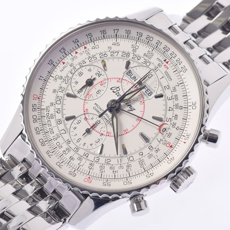 BREITLING BREITLING Montbran Datra Tripur Calendar Chronograph A21330 Men's SS Watch Automatic Silver Dial A Rank used Ginzo