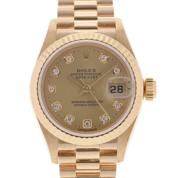 ROLEX Rolex Datejust 10P diamond 69178G Ladies YG Watch Automatic Champagne Dial A Rank Used Ginzo