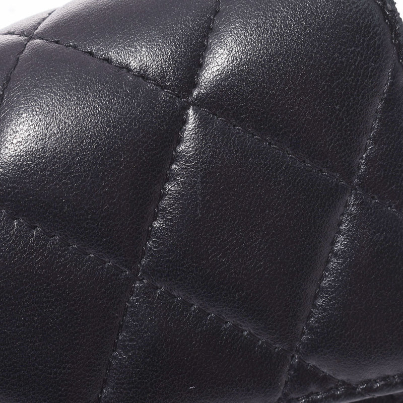 CHANEL Chanel Matrasse Two -fold Black Gold Bracket A80758 Ladies Lambskin Long Wallet B Rank Used Ginzo